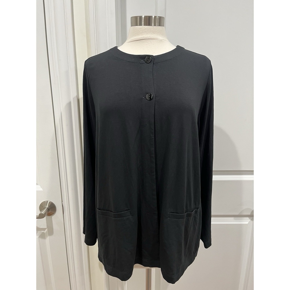 New! J.Jill Wearever‎ 2 Button Cardigan Black Size Large Retail $99 Classic